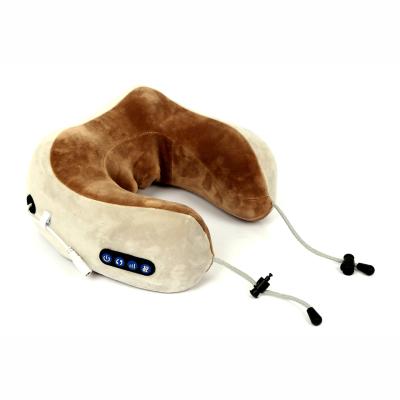 China Hot Selling Body Vibration Electric Shiatsu Neck Shoulder Travel Massage U Shaped Pillow for sale