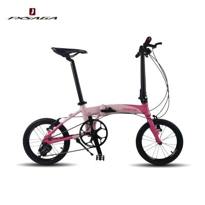 China FXSAGA Aluminum Curved Frame 16 Inch Aluminum Alloy Two Color Paint 3 Speed Folding Bicycle Folding Bicycle for sale