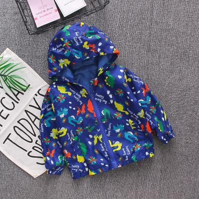 China New Autumn Children's Breathable Jackets Long Sleeved Cartoon Printed Animals Fall Boys Hooded Jackets for sale
