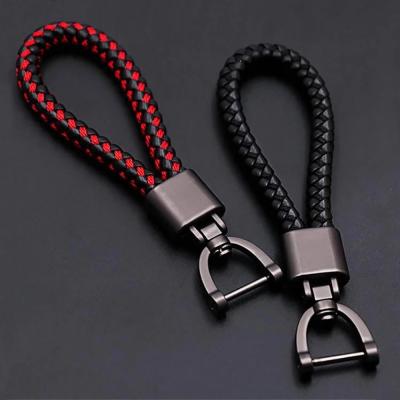 China Gift High-Grade 360 Degree Rotating Buckle Hand - Woven Leather Key Chain from Luxruy for sale