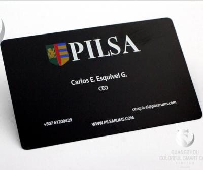 China High Glossy Matte Black Metal Business Cards , Black Metallic Business Cards for sale