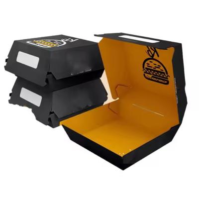 China Eco-Friendly Food Packaging Takeaway Containers Biodegradable Kraft Paper Hamburger Boxes with CMYK 4 Color Offest Printing for sale