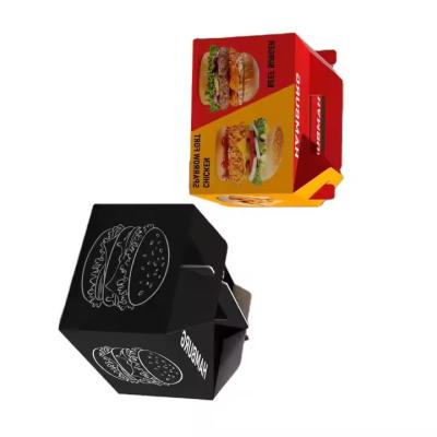 China Custom Portable Fried Chicken Hamburger Sandwich Boxes with Stamping Printing Handling CMYK 4 Color Offest Printing for sale