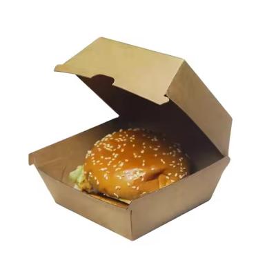 China Custom Order Accepted Food Grade Kraft Burger Box for Eco-Friendly Fast Food Packaging for sale