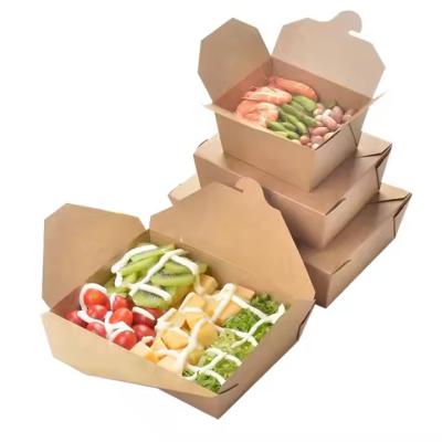 China Fast Food Takeaway Packaging Box Made of Biodegradable Kraft Paper with Custom Printing and Oil Resistance for sale