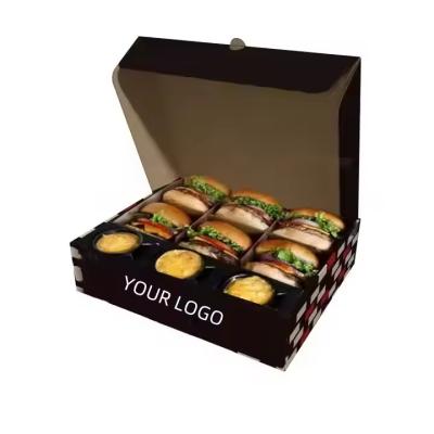 China Tamanhos personalizados Caixa de hambúrgueres de fast food para frango frito e batatas fritas Material ecológico à venda