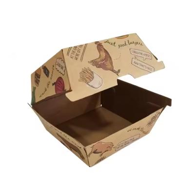 China Disposable takeaway burger box kraft paper burger box customized burger box for sale