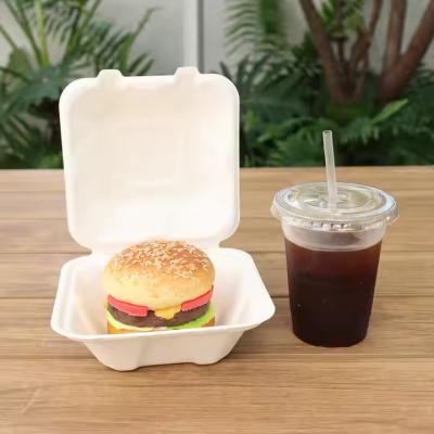 China Disposable bagasse burger box customized oil resistant eco-friendly and biodegradable for sale