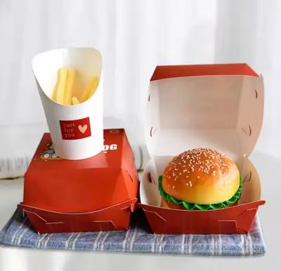 China Customized hamburger box eco-friendly and recyclable disposable fast food box for sale