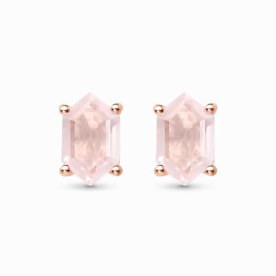 China FASHIONABLE Trendy 925 Sterling Silver Pink Moonstone Stud Irregular Earring For Women for sale