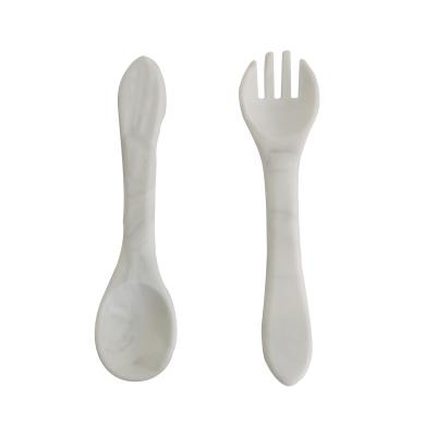 China 100% Luxury Modern Self Feeding Baby Oatmeal Training Spoon Eco-Friendly/Non-toxi Fork Set Flatware Sets Eco-Friendly Silicone Toddler Kids Spoon and Fork for sale