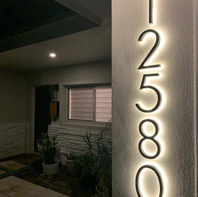 China Buildings Custom door sign house number led light house letter wall sign door number plaque for sale