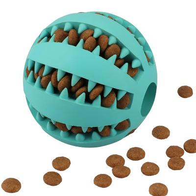 China Rubber Indestructible Treat Ball Food Puzzle Bite Hundespielzeug Pet Chew Ball Dog Stored Dispensing Interactive Toy for sale