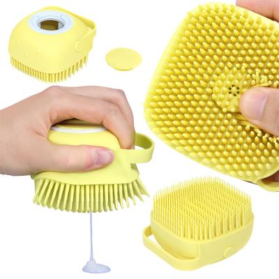 China New Wholesale Stocked Soft Silicone Massaging Brush Dog Cat Hair Bath Comb Pet Shower Brush for sale