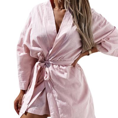 China 2021 anti-static autumn and winter new long-sleeved loose solid color shirt loose dress for sale