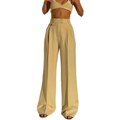 China Anti-Wrinkle 2022 Winter New Women's Fashion Waist High Slimming Wide Leg Casual Slim Straight Leg Pants Women for sale