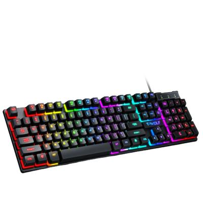 China Character Colorful Light Desktop USB Cable Anti-ghosting T20 Thunder Wolf Keyboard Computer Single Keyboard Backlight Led Rainbow For Girl for sale