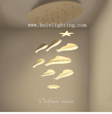 China Small Dolphin And Starfish For LED Hanging Lighting Children Black And White for sale