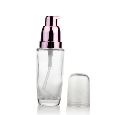 Chine bouteille liquide de empaquetage cosmétique en verre de la base 30ml avec la pompe à vendre
