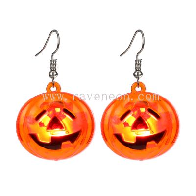 China Unique Best Price Led Light Up Pumpkin Earrings Party Decoration Led Flashing Earrings For Halloween for sale