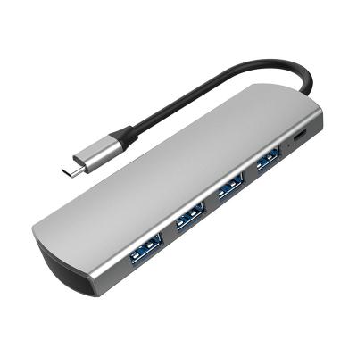 China Hot Selling Mobile Phone Types / Computer 5 In 1 Portable Multi Port High Speed USB 3.0 Port Connecting 4 USB-A Peripherdls USB C Hub Simultaneously for sale