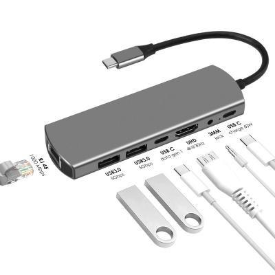 China Mobile Phone Types/C Hub Computer OEM Amazon Hot USB3.1 USB-C Gen1 RJ45 HDMI High Speed USB Audio Type For Windows for sale
