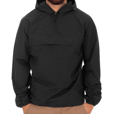 China Custom wholesale black nylon half pullover men's simple printed anorak jacket QUICK DRY zippolyeter for sale