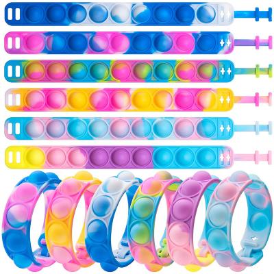 China Popular Push Bubble Toy Sensory Fidget Stress Reliever Silicone Wristband Peep Cheering Person Toy Wristband Silicone Wristband Push For Kids for sale