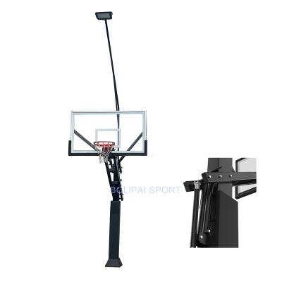 China OEM Outdoor Height Adjustable Basketball Hoop In-ground Basketball Hoop Stand Outdoor Basketball Goals System With Light for sale