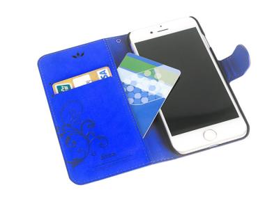 China Magnetic Blue 4.7'' Leather Flip Cover / Apple iPhone 8 Wallet Leather Case for sale