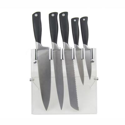 China Viable High Quality POM Forged Flat Handle Stainless Steel Kitchen Knife Set With Acrylic Block for sale