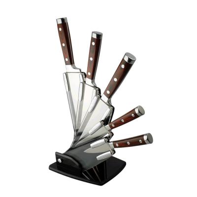 China 6Pcs Durable Luxury Wood Forged Stainless Steel Pakka Handle Knife Set for sale
