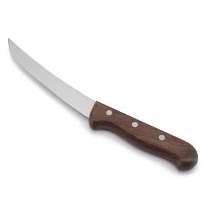 China Sustainable Culinary 6-Inch Curved Boning Knife With Wooden Handle for sale