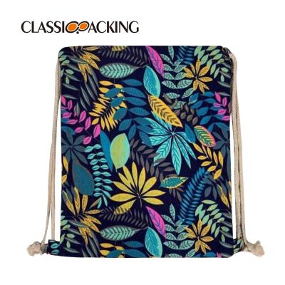China Large Capacity BSCI ISO Sedex Disney FAMA Wholesale Customized Colorful Muslin Cotton Canvas Custom Drawstring Bag for sale