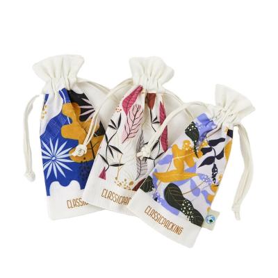 China Fashion BSCI ISO Sedex FAMA Logo Organic Cotton Custom Eco-friendly Cosmetic Brush Storage Drawstring Bag for sale