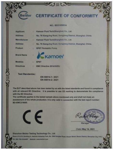 CE - Kamoer Fluid Tech (shanghai) Co., Ltd.
