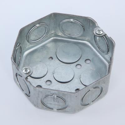 China 8 Sides Steel Outlet Box 1.60mm Thickness UL Listed Universal Knockouts 1/2 inch and 3/4 inch Zinc Plated Costa rica for sale