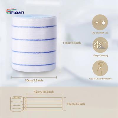 中国 12x42cm Microfiber Cleaning Mop White Fabric Blue Stripes Non-Woven Cloth Disposable Mop Refill Pad 販売のため