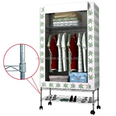 China Portable Oxford Bamboo Cloth Design Wardrobe Tube Cloth Wardrobe With Cover T-750 for sale