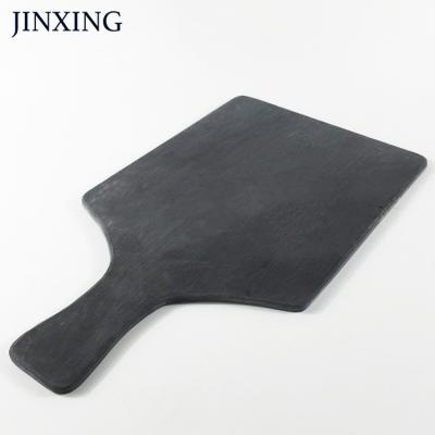 China Sustainable Latest Design Custom Black Slate Stone Cheese Board Tablemat Food Serving Tray Cutting Board With Handle for sale