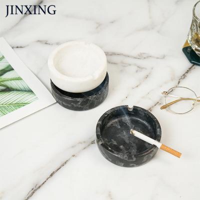 China Europe Good Quality Nordic Minimalist Style Black And White Decoration Creative Fashion Natural Marble Round Ashtray for sale