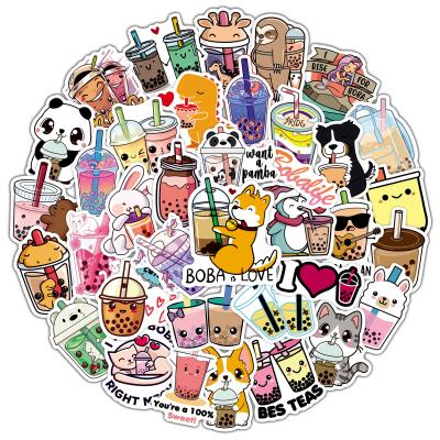 China 47pcs/bag Removable Waterproof Outdoor PVC Vinyl Bubble Milk Tea Stickers Cute Kawaii Stickers for sale