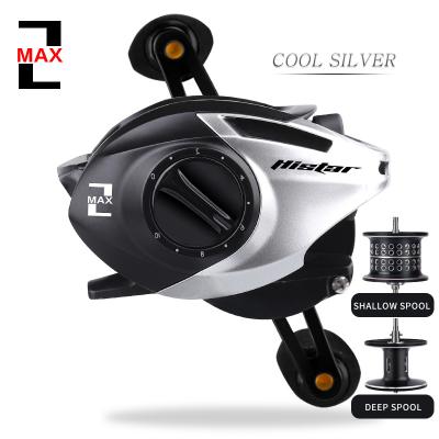 China HISTAR 6.3:1 High Speed Gear Ratio 8KG Drag Power 5+1 BBS Brake System Dual Reel MAX Silver MAX Series Silver Baitcasting Fishing for sale
