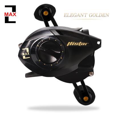 China HISTAR 5+1 BBS 6.3:1 High Speed 8KG Ratio Drag Power MAX Series Dual Brake System Gold Baitcasting Fishing Reel for sale