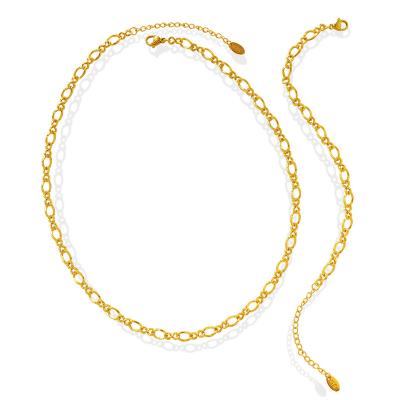 China TRENDY PVD 18k Gold Plated Jewelry Chains Sensitive Wholesale Tarnish Free Necklace Figaro Choker Necklace Bracelet Jewelry Set for sale