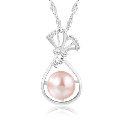 China CLASSIC Fashion Jewelry Necklace S925 Silver Rhodium Plated Ladies Accessories Freshwater Pearl Lucky Bag Pendant Necklace for sale