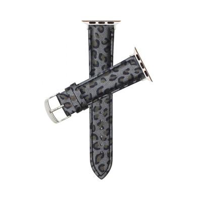 China Leopard Print Top Layer Design Easy Leather Luxury Watch Strap For Apple Watch Bands for sale
