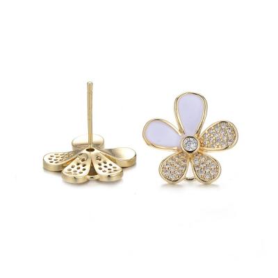 China TRENDY 14K Gold Earring Fashion White Rose Earrings Studs Flower Earings For Women Studs for sale