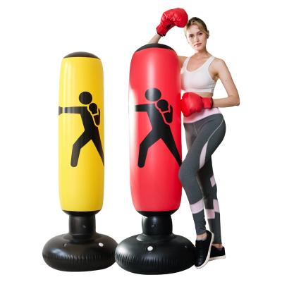 China Custom Free Standing Speed Kick Boxing Inflatable Sandbag 160cm Heavy Durable for sale