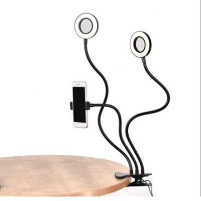China Aluminum Alloy ABS Beauty Table Lamp Cut Flexible Tube 360 Degree Rotating Photographic Selfie LED Ring Light For Live Streaming Professional for sale